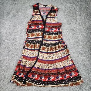 Monteau Tunic Top Small Open Front Duster Aztec Boho‎ Lace Wrap Floral Lagenlook